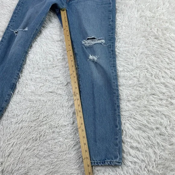 Levis Pants Womens 29x28 Blue 501S Skinny Button Fly Distressed Denim Jeans - Picture 12 of 14